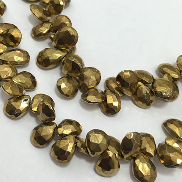 Genuine Golden Pyrite Faceted Pears 8mm to 10mm Beads