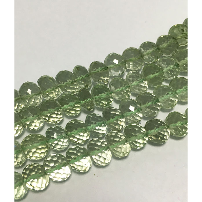 Genuine Green Amethyst Faceted Rondell 10 mm to 11mm Beads