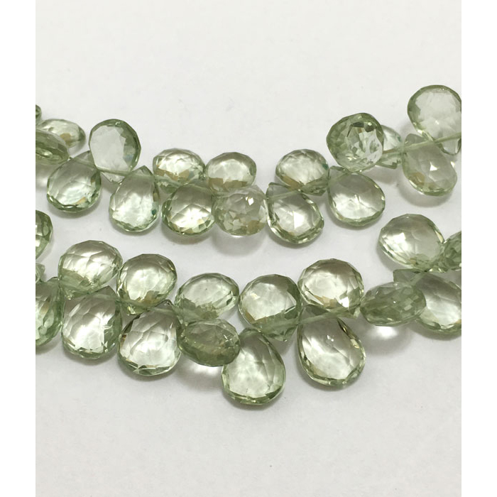 Genuine Green Amethyst Faceted Pear 10mm to 13mm Beads