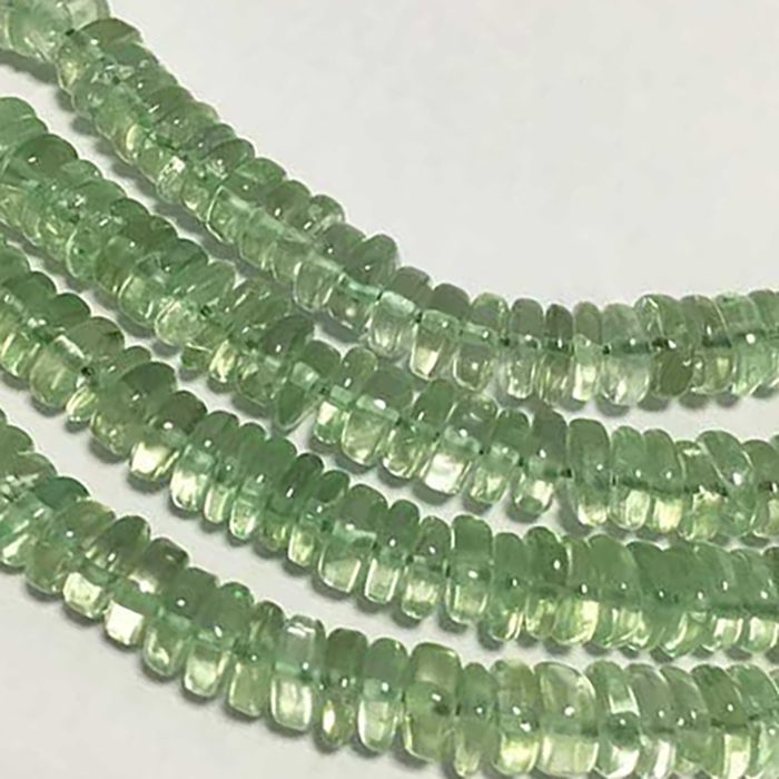 natural Green Amethyst Plain Tyre (Wheel) 5mm to 6mm Beads