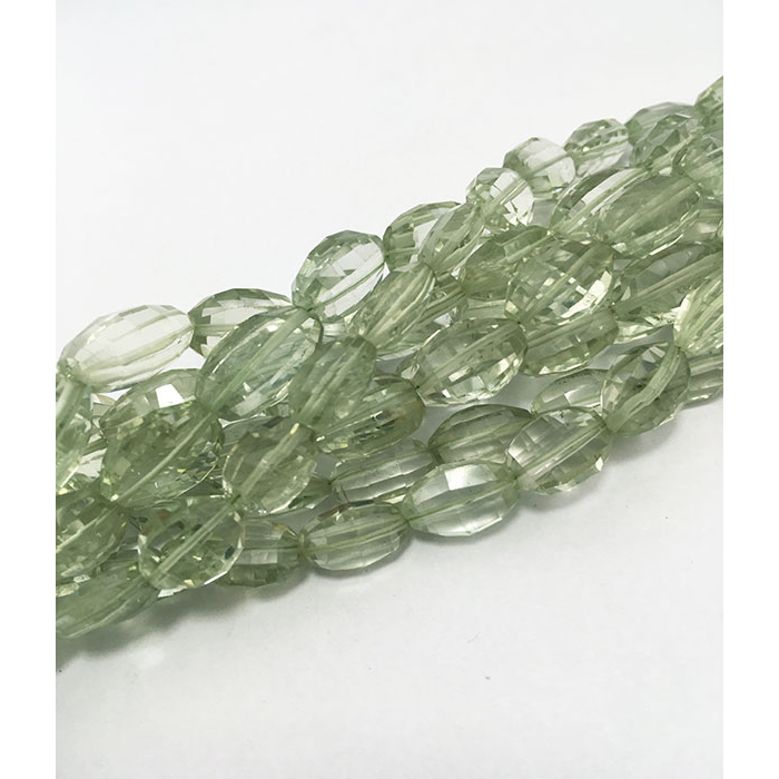 Online Green Amethyst Step Cut Faceted Oval 8mm to 17mm Beads