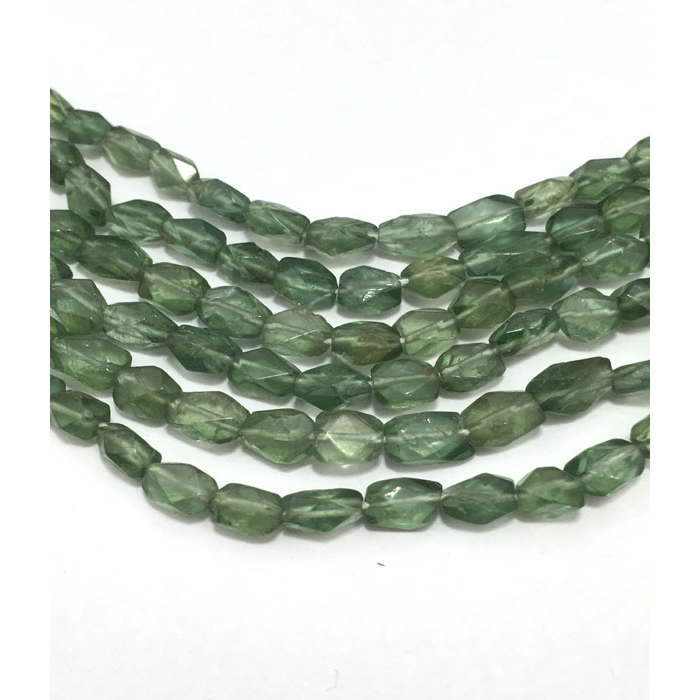 Semi Precious Green Apatite Faceted Box and Bricks 5mm to 8mm Beads
