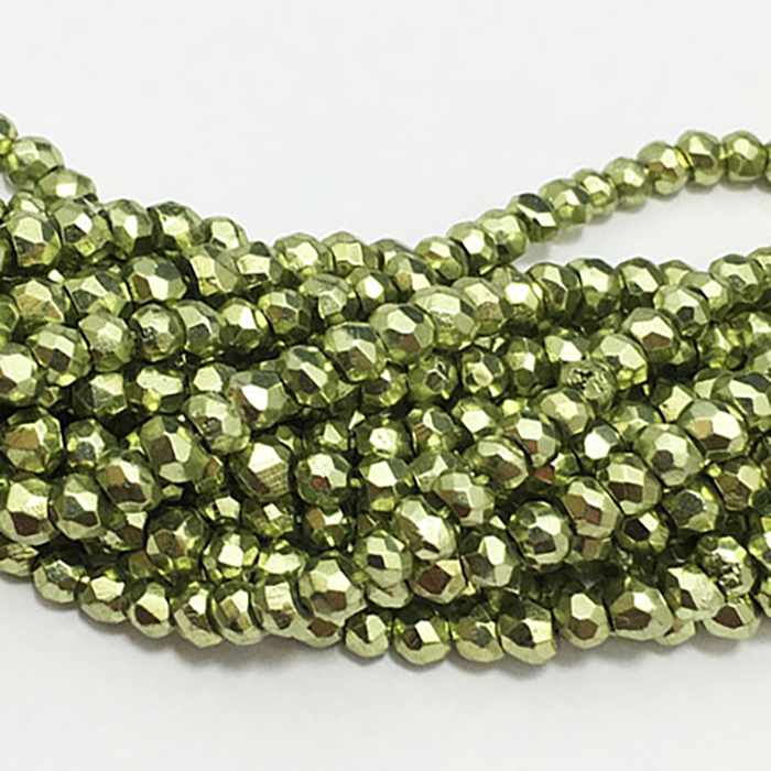 Buy Best Green Pyrite Faceted Rondell 3.5mm to 4mm Beads