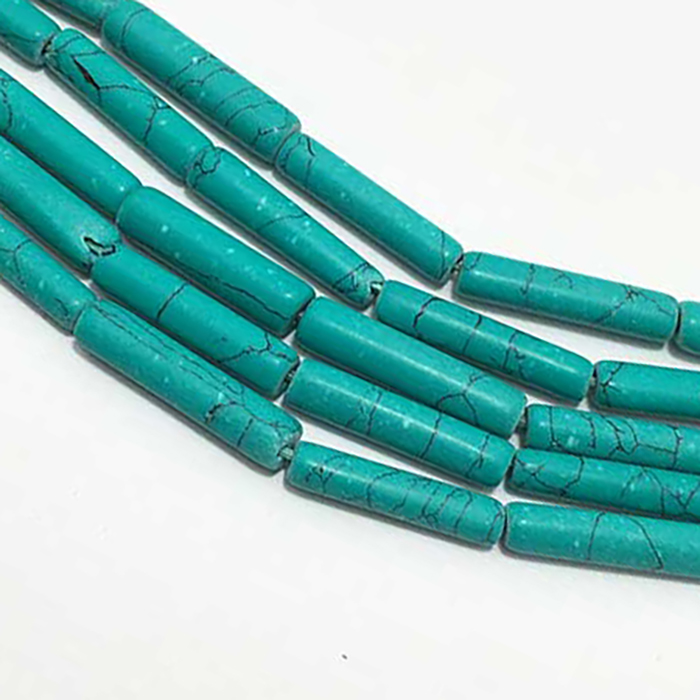 Semi Precious Green Turquoise Plain Tube 14MM To 18MM Beads