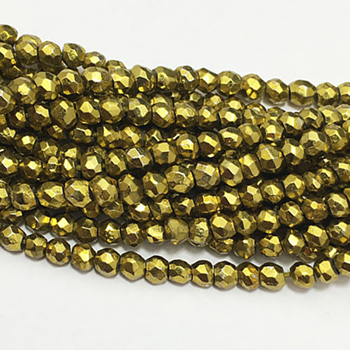 Supplier Henna Pyrite Faceted Rondell 3.5mm to 4mm Beads