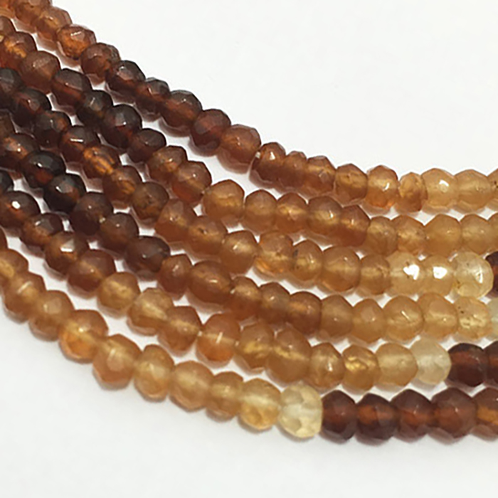 Stunning Hessonite Garnet Hand Cut Faceted Rondell 3.5Mm To 4Mm Beads