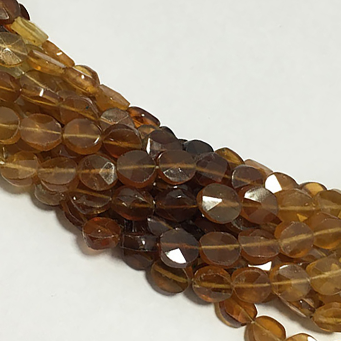 Stunning Hessonite Garnet Faceted Coin 6Mm To 6.5Mm Beads