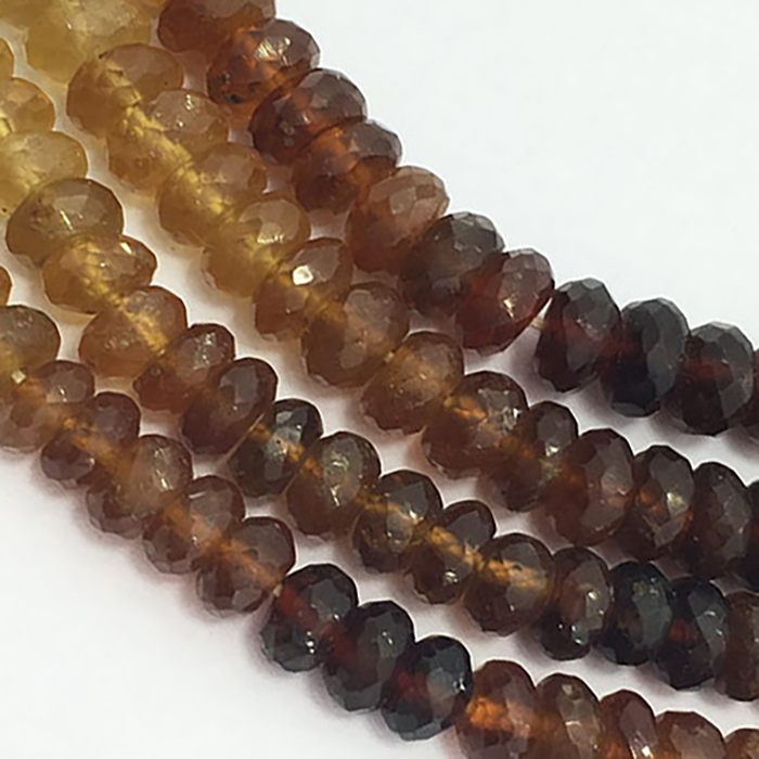 Natural Hessonite Garnet Faceted Rondell 7Mm To 8Mm Beads