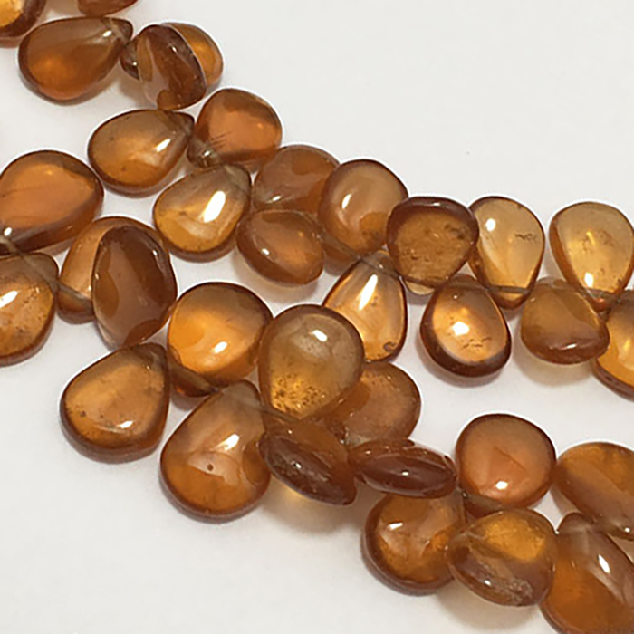 Genuine Hessonite Garnet Plain Pear 8Mm To 13Mm Beads