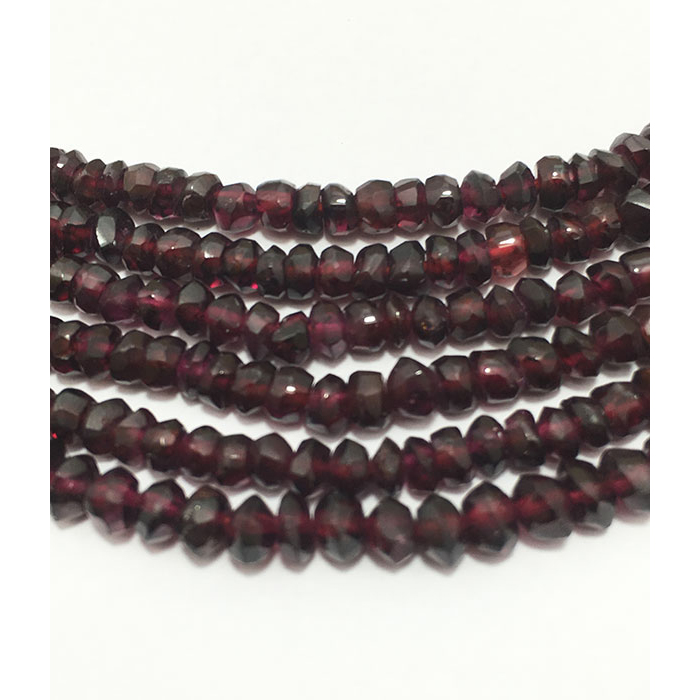 Online Ready Stock Hyderabad Garnet Hand Cut Faceted Rondell 4mm to 4.5mm Beads