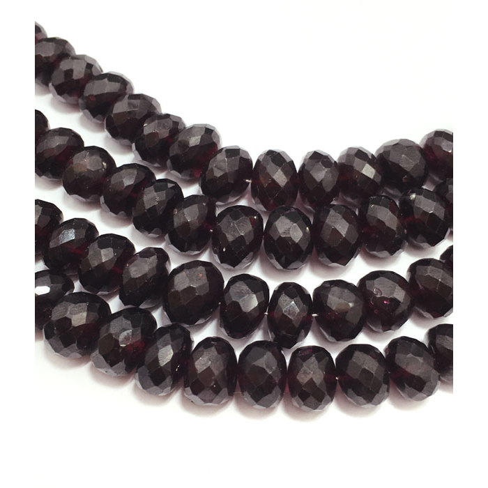 Loose Hyderabad Garnet Faceted Rondell 6mm to 9mm Beads