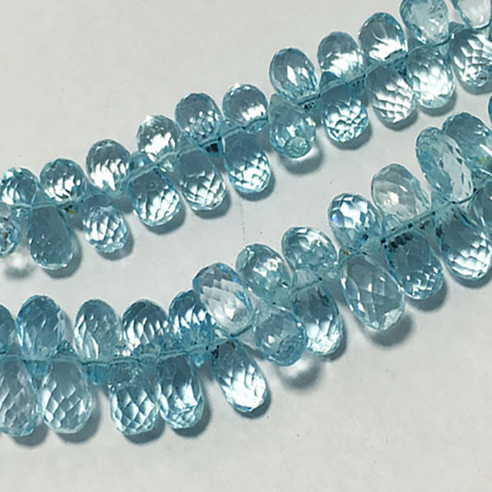 Natural Imperial Blue Topaz Faceted Drops Hearts 6MM To 7MM Beads