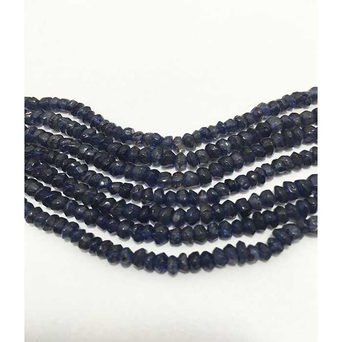 Online Ready Stock Iolite Hand Cut Faceted Rondell 4mm to 4.5mm Beads