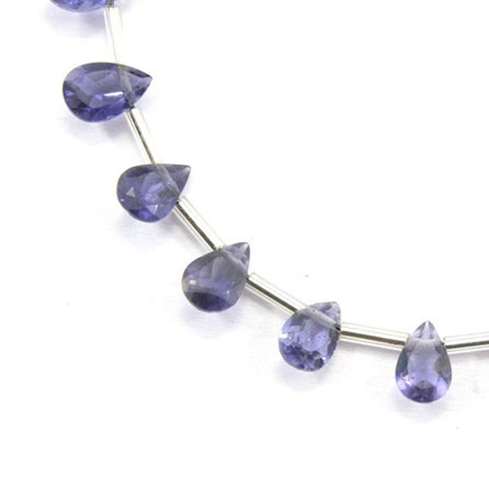 high quality Iolite Side Drill Pear Beads Strands for jewellery