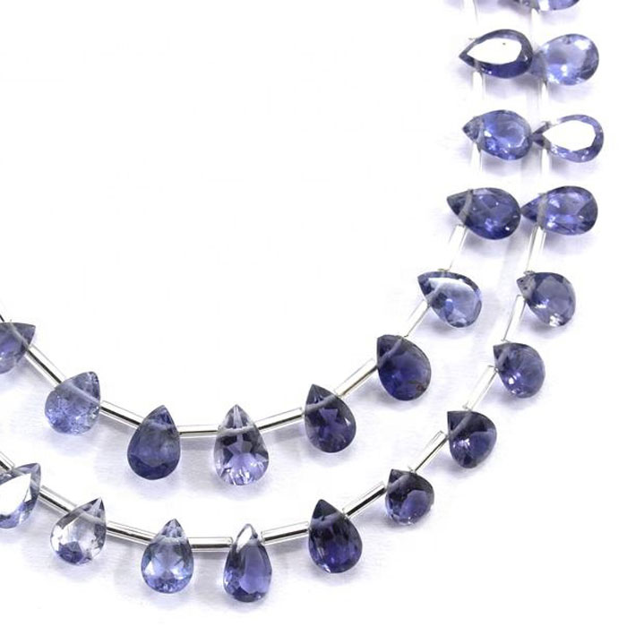 online selection of Iolite Side Drill Pear Beads Strands for mala