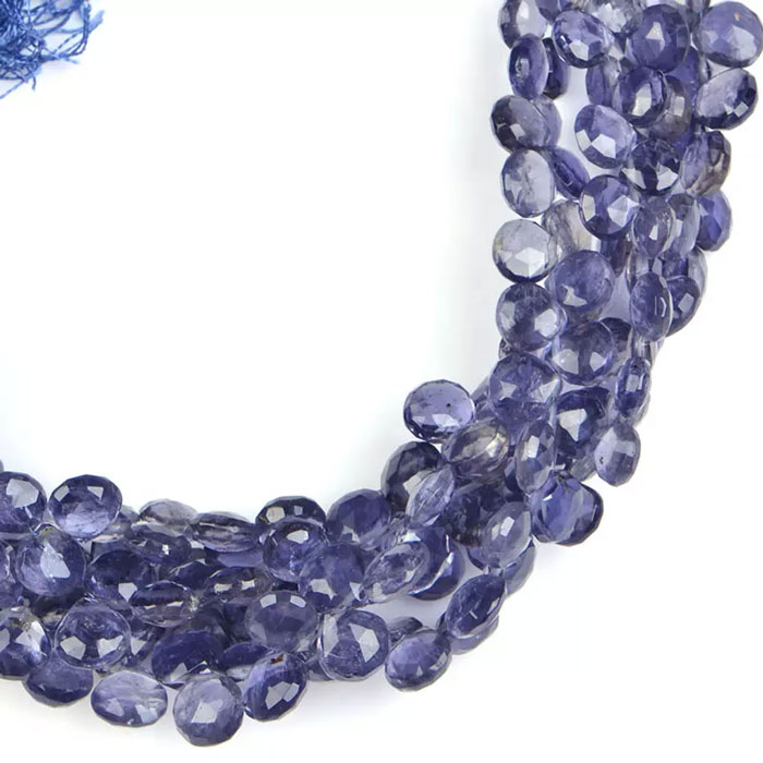 manufacturer of Iolite Heart Beads Strands for jewellery