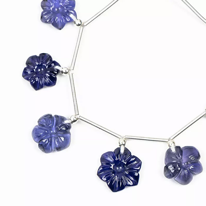 loose Iolite Flower Carving Beads Strands suppliers