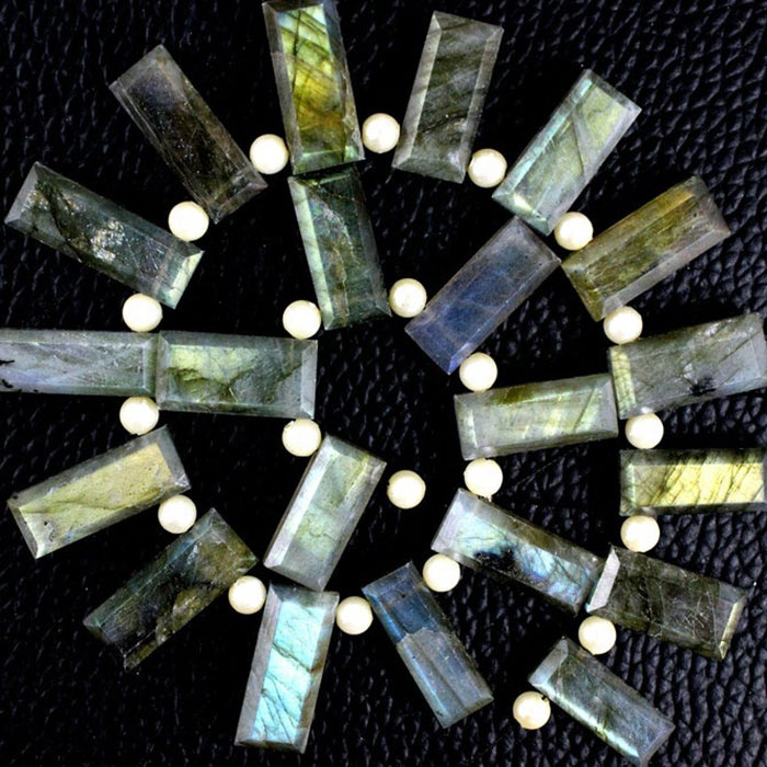 wholesaler of Labradorean Rectangle Beads Strands for mala