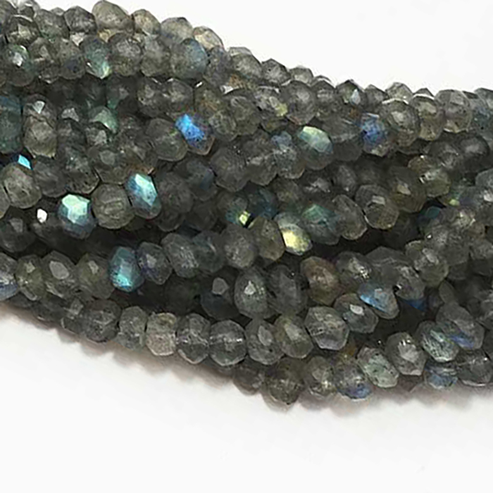 Manufacturer Labradorite Faceted Rondell 3.5Mm To 4Mm Beads