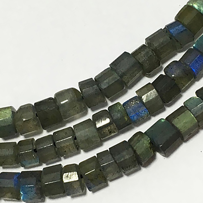 Natural Labradorite Faceted Tyre (Wheel) 4Mm T0 4.5Mm Beads