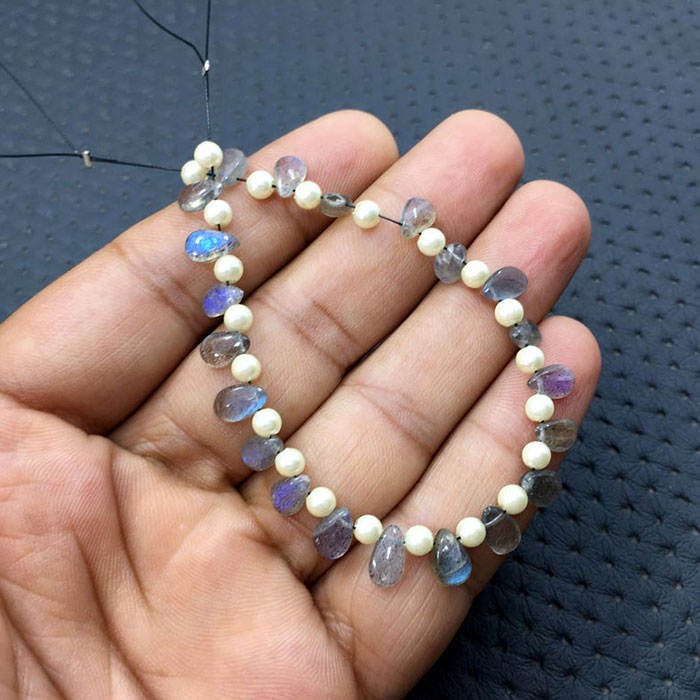 wholesale Labradorean Side Drill Pear Drop Beads Strands for necklace