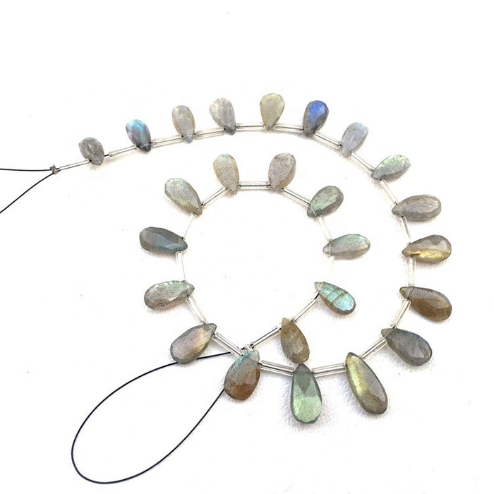 online selection of Labradorean Side Drill Pear Drop Beads Strands for mala