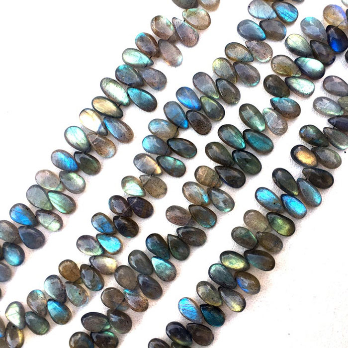 suppliers of Labradorean Side Drill Pear Drop Beads Strands at best price
