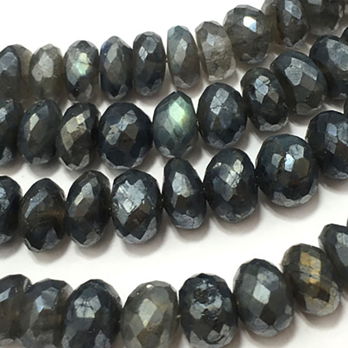 Genuine Labradorite Faceted Rondell 6.5Mm To 7.5Mm Beads