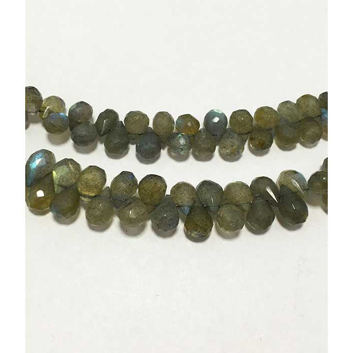 Exporter Labradorite Faceted Drops 6Mm To 7Mm Beads