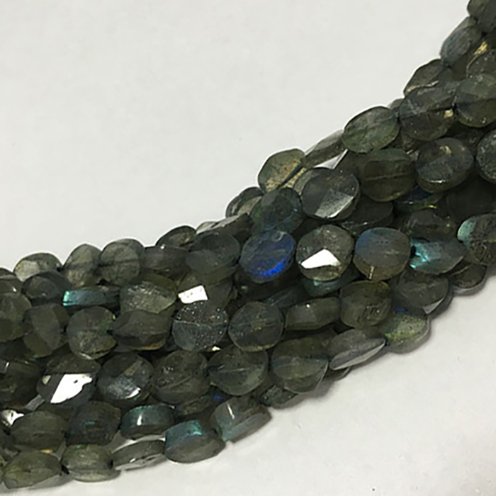 Top Quality Labradorite Faceted Coin 7Mm To 8Mm Beads
