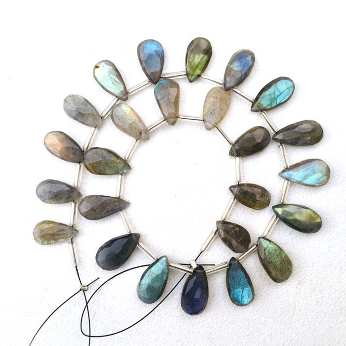 hand made Labradorean Side Drill Pear Drop Beads Strands wholesaler