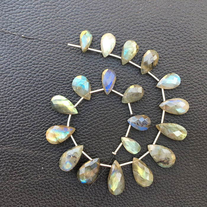 hand made Labradorean Side Drill Pear Drop Beads Strands wholesaler