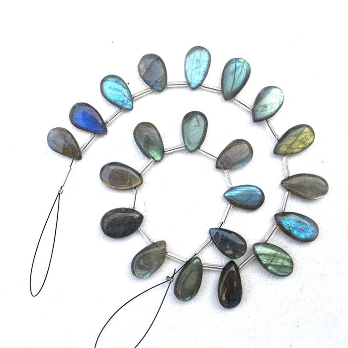 suppliers of Labradorean Side Drill Pear Drop Beads Strands at best price