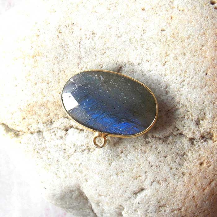 Stunning Gemstone Double Bail Connector Bezel Cut Stone Connecton