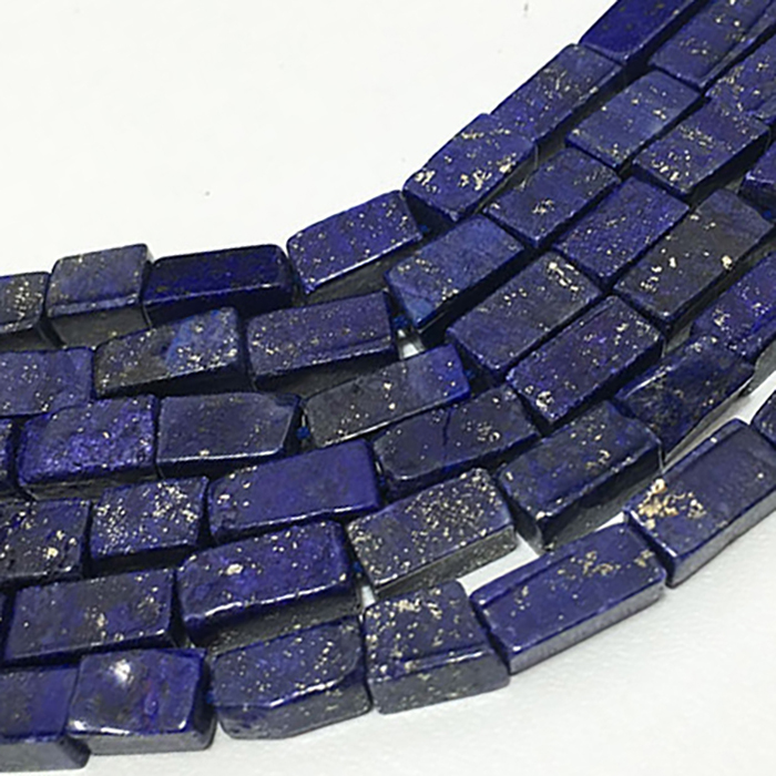 Semi Precious Lapis Lazuli Plain Brick 6Mm To 9Mm Beads