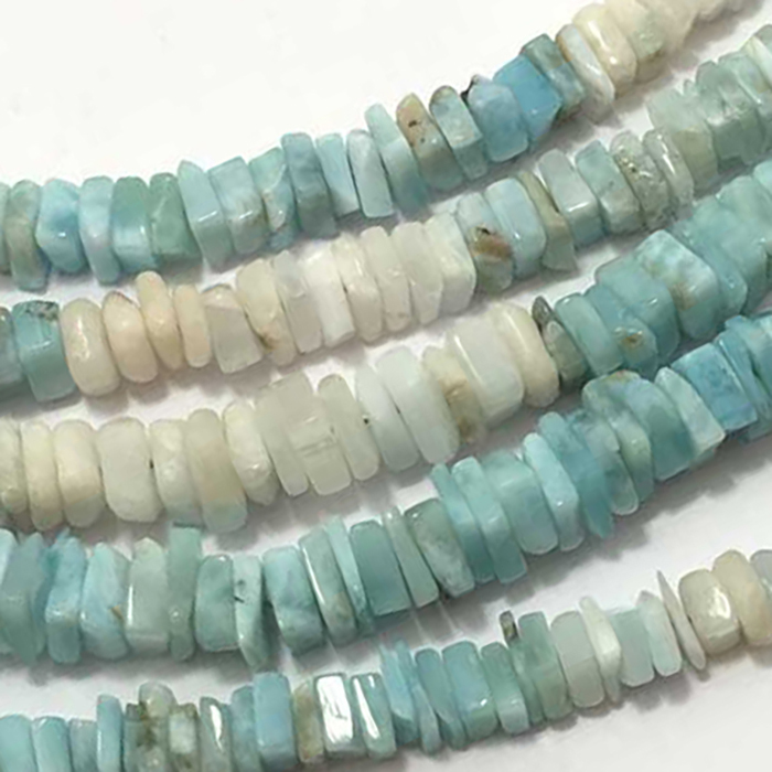 Natural Larimar Square 3.5MM To 4.5MM Beads