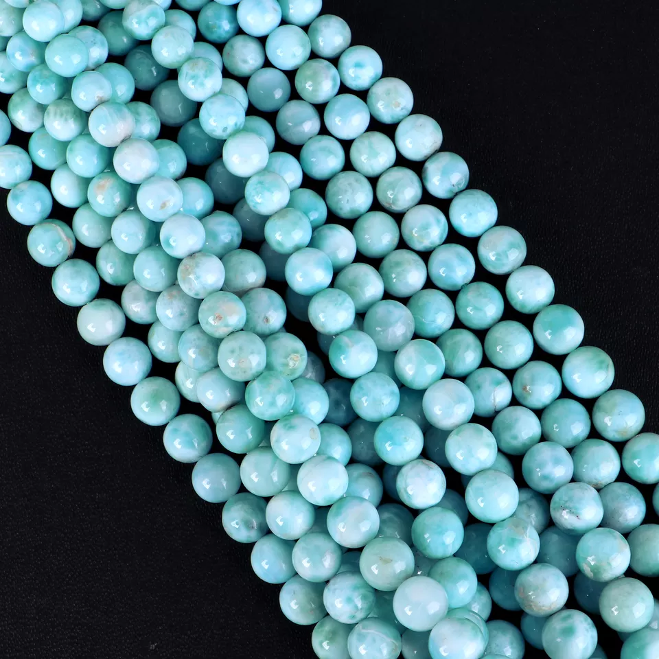 online selection of Larimar Plain Beads Starnds for mala