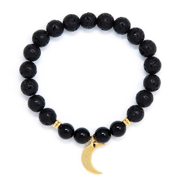 Manufacturer of Natural Lava-Black Onyx Beads Bracelets Jewelry