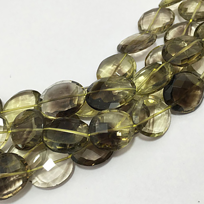 natural Lemon Quartz Faceted Coin 10MM To 14MM Beads