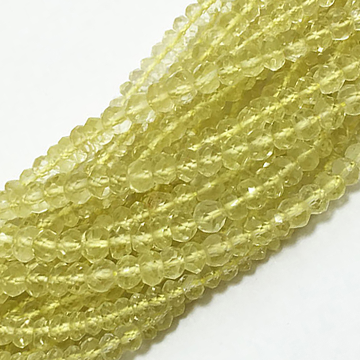 Top Quality Lemon Quartz Faceted Rondell 3.5MM TO 4MM Beads