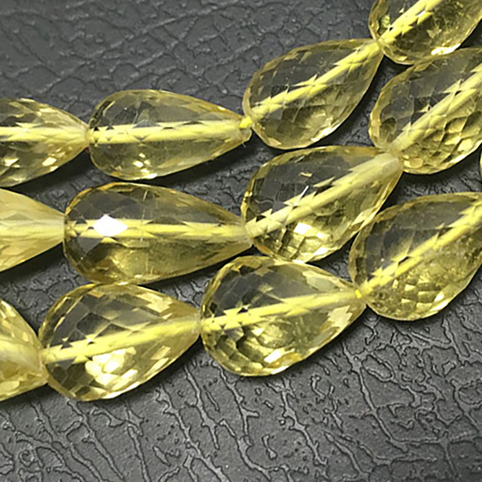 wholesaler Lemon Quartz Faceted Drill Drops 7MM TO 16MM Beads