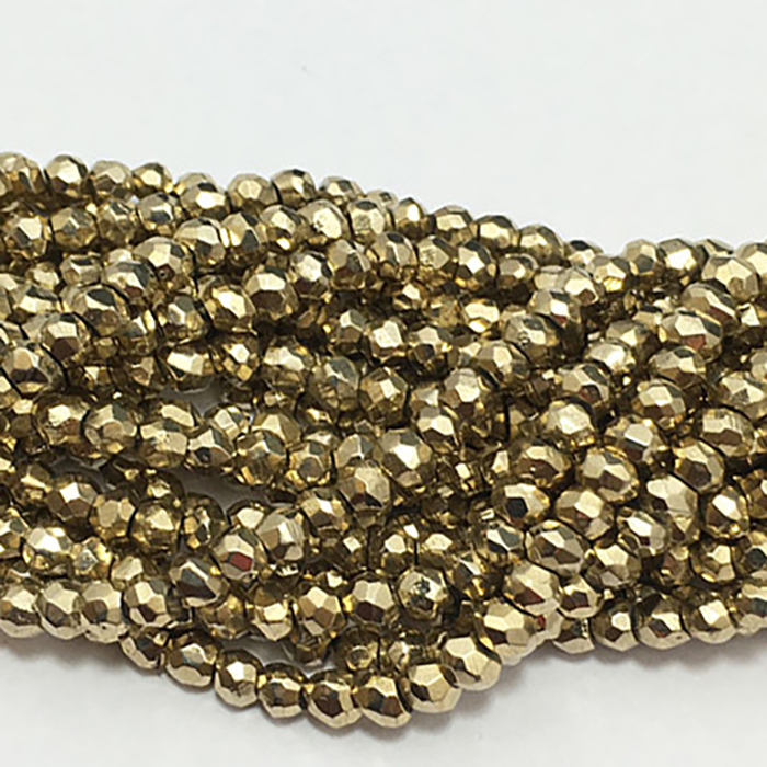 Stunning Light Brown Pyrite Faceted Rondell 3.5mm to 4mm Beads