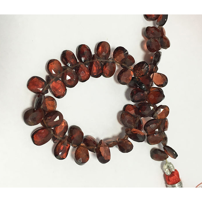 wholesaler Mozambique Garnet Faceted Briolette Side Drill Drops Pear 7mm to 8mm Beads