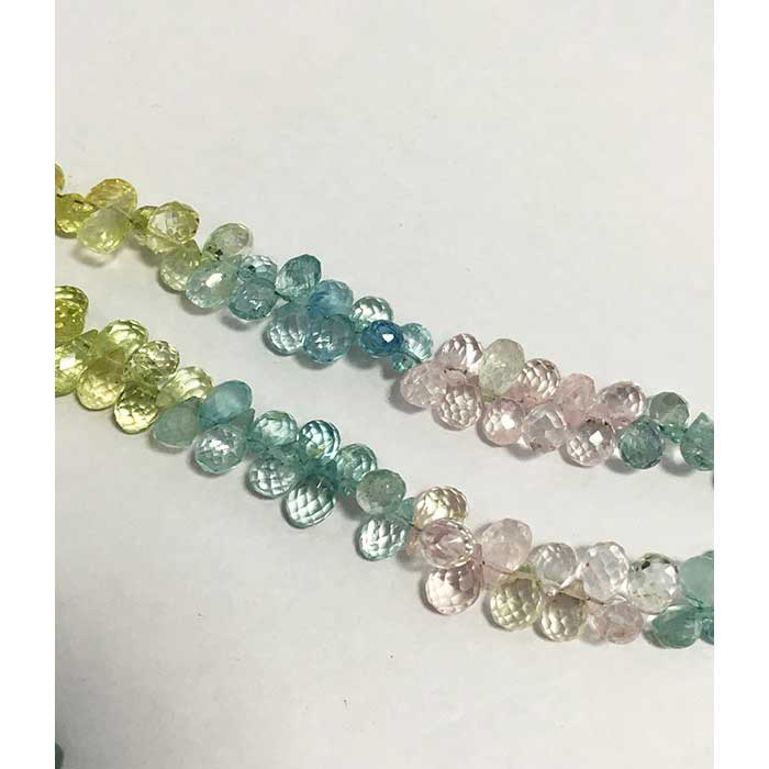 Supplier Multi Aquamarine Faceted Briolette Side Drill Drops Pear 6mm to 7mm Beads