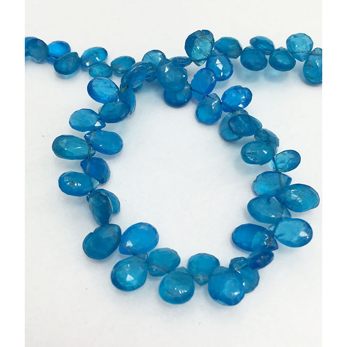 Genuine Neon Apatite Faceted Briolette Side drill Drops Pear 7mm to 8mm Beads