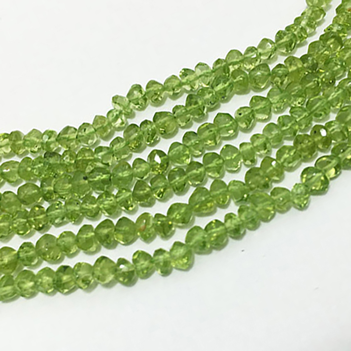 Peridot Hand Cut Faceted Rondell 4mm to 4.5mm Beads