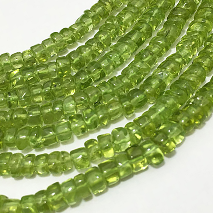 Peridot Plain Tyre (Wheel) 4mm to 4.5mm Beads