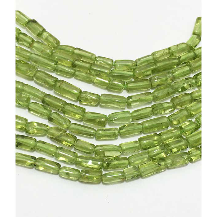 Peridot Plain Tube 4mm to 6mm Beads