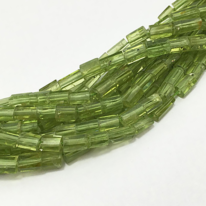 Peridot Faceted Tube 5mm to 7mm Beads