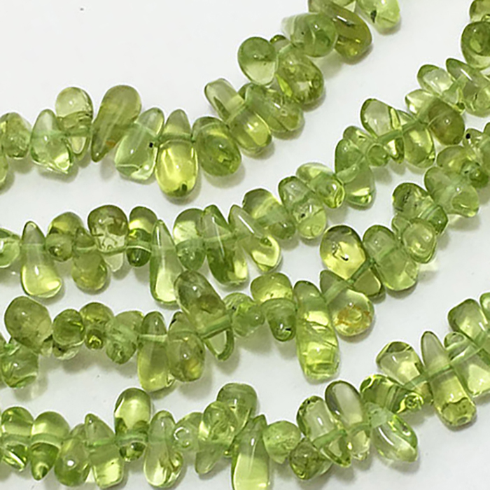 Peridot Plain Side Drill Drops Pear 5mm to 7mm Beads